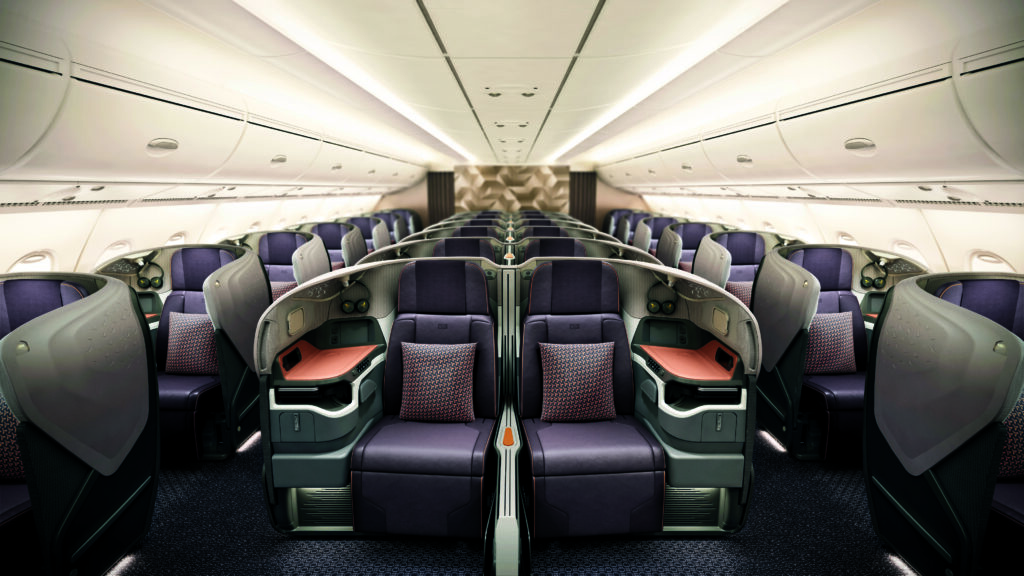 Singapore Airlines Business Class as seen on the A380. Photo courtesy of Singapore Airlines